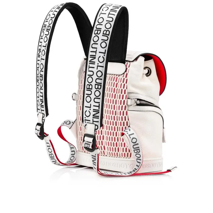 Men Explorafunk Small Backpack 8211 Calf Leather And Spikes 8211 Snow White Christian Louboutin Crossbody Bags