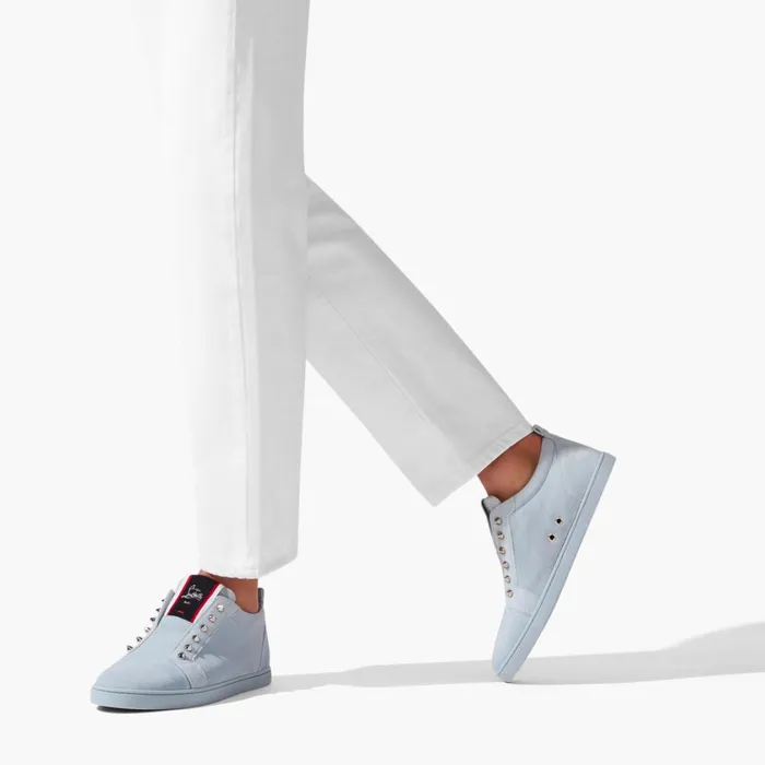 Men FAV Fique A Vontade Sneakers 8211 Veau Velours 8211 Paseo Blue Christian Louboutin Low Top Sneakers