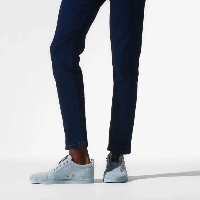 Men FAV Fique A Vontade Sneakers 8211 Veau Velours 8211 Paseo Blue Christian Louboutin Low Top Sneakers
