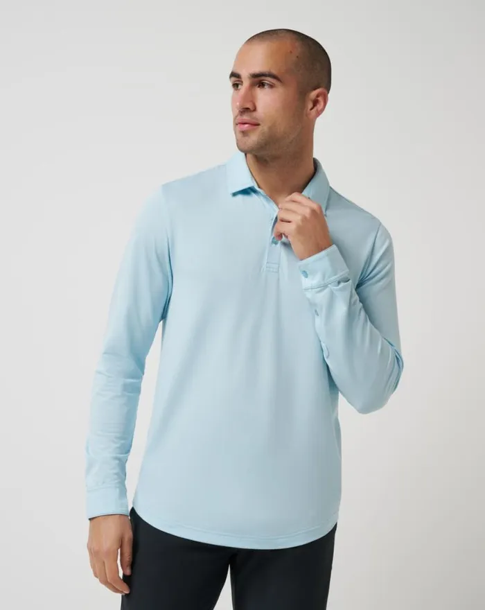 Men FEATHERWEIGHT LONG SLEEVE POLO Cory Blue TravisMathew Polos