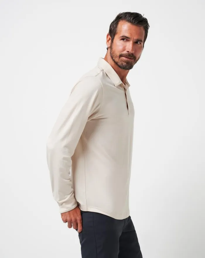 Men FEATHERWEIGHT LONG SLEEVE POLO Italian Sand TravisMathew Polos
