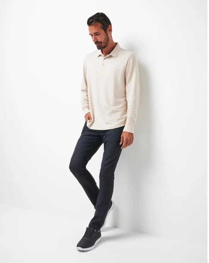Men FEATHERWEIGHT LONG SLEEVE POLO Italian Sand TravisMathew Polos