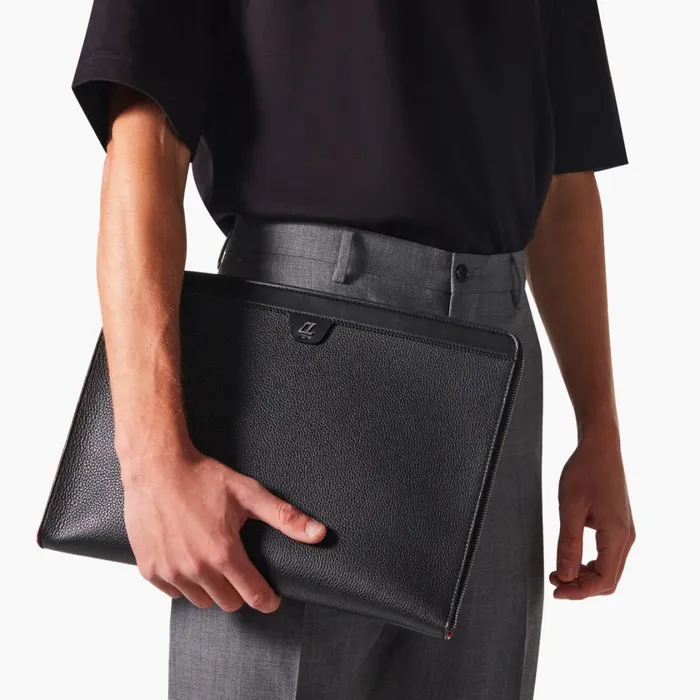 Men For Rui Pouch 8211 Grained Calf Leather And Rubber 8211 Black Black Christian Louboutin Mini Bags and Pouches