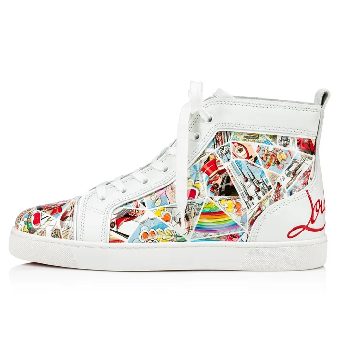 Men Fun Louis Hightop Sneakers 8211 Patent Calf Comics Print 8211 Multicolor Multicolor Christian Louboutin High Top Sneakers