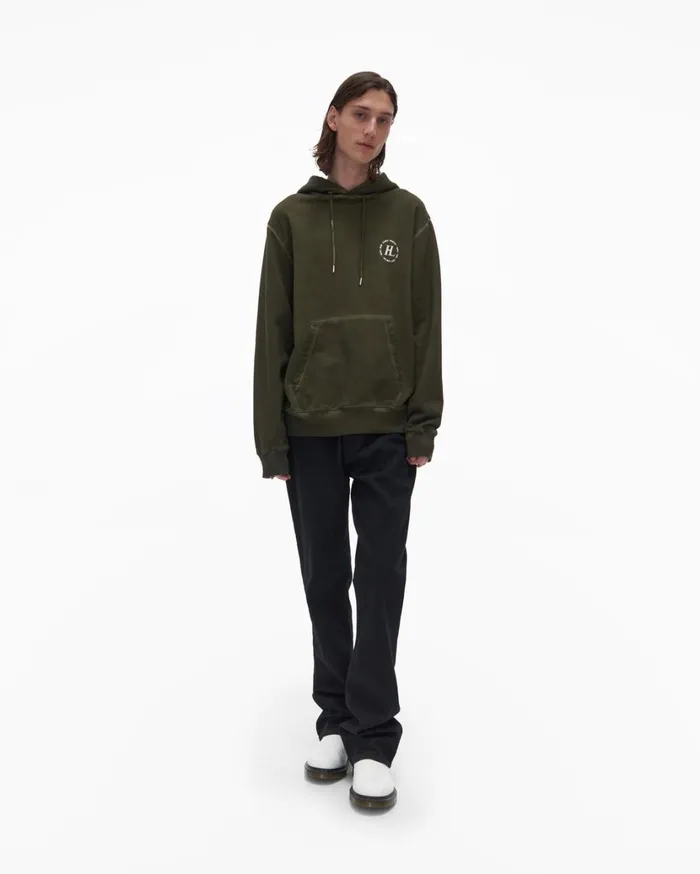 Men Garment Dyed Hoodie Birch Green Helmut Lang Sweatshirts