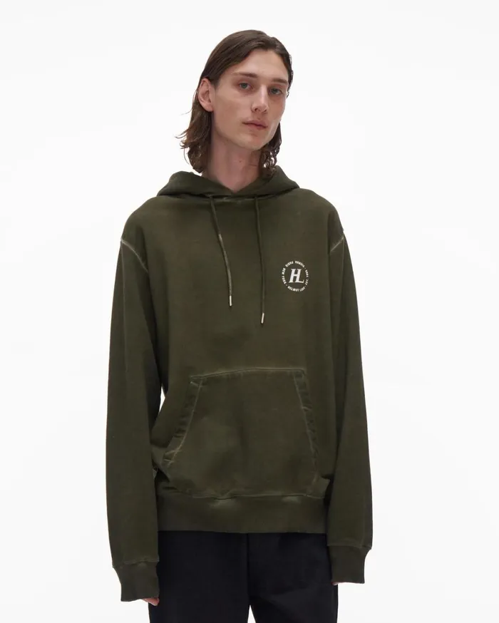 Men Garment Dyed Hoodie Birch Green Helmut Lang Sweatshirts