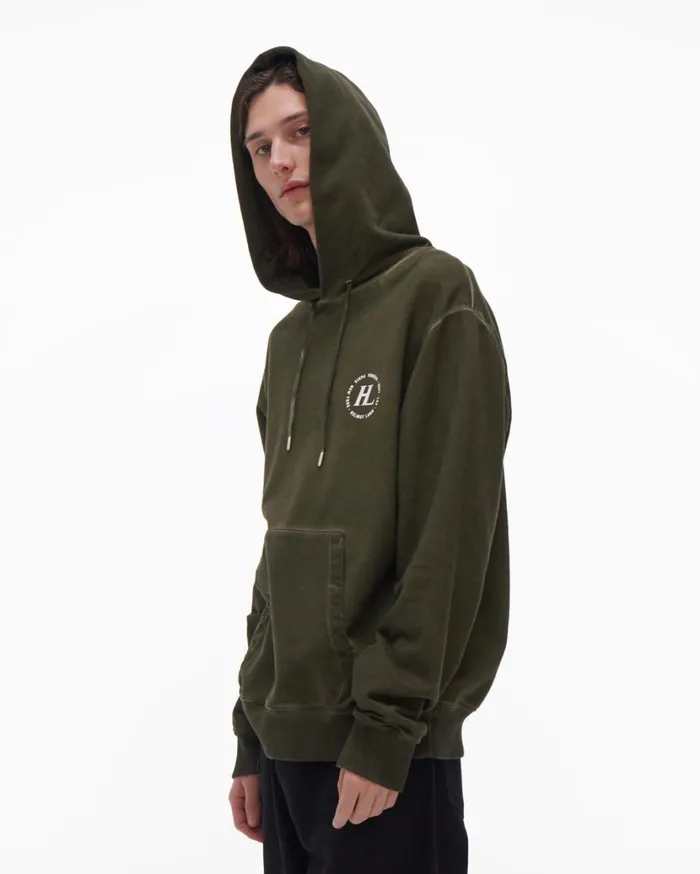 Men Garment Dyed Hoodie Birch Green Helmut Lang Sweatshirts