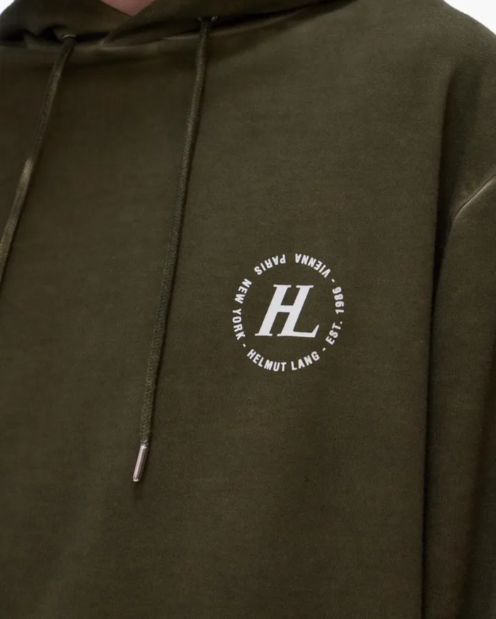 Men Garment Dyed Hoodie Birch Green Helmut Lang Sweatshirts
