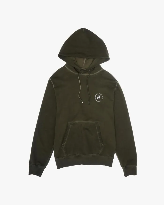 Men Garment Dyed Hoodie Birch Green Helmut Lang Sweatshirts