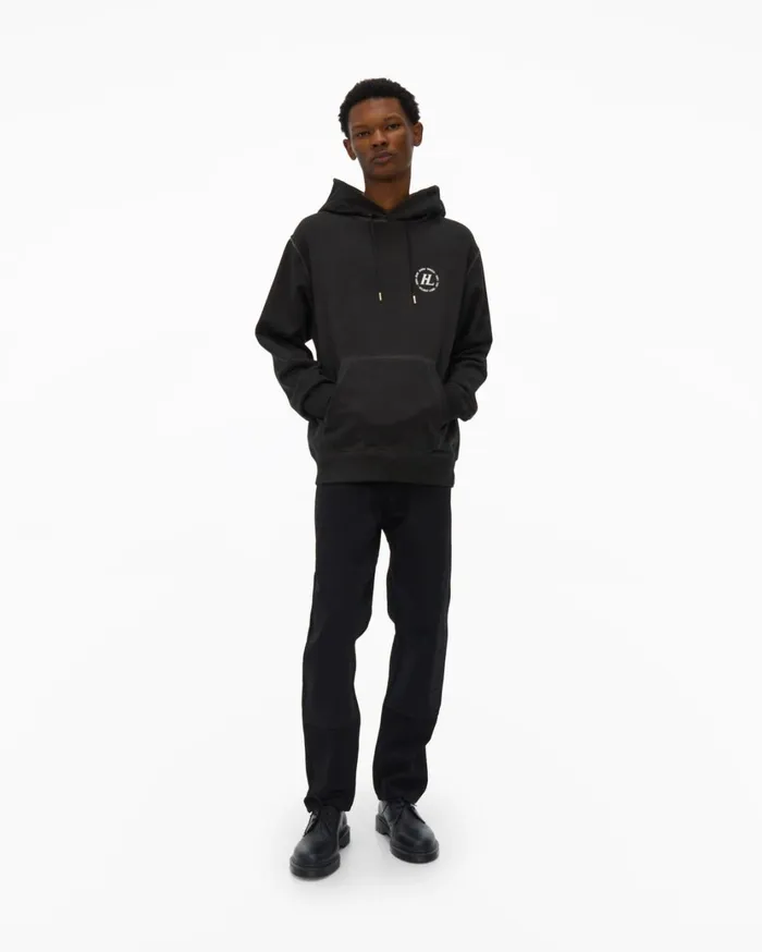 Men Garment Dyed Hoodie Charcoal Helmut Lang Sweatshirts