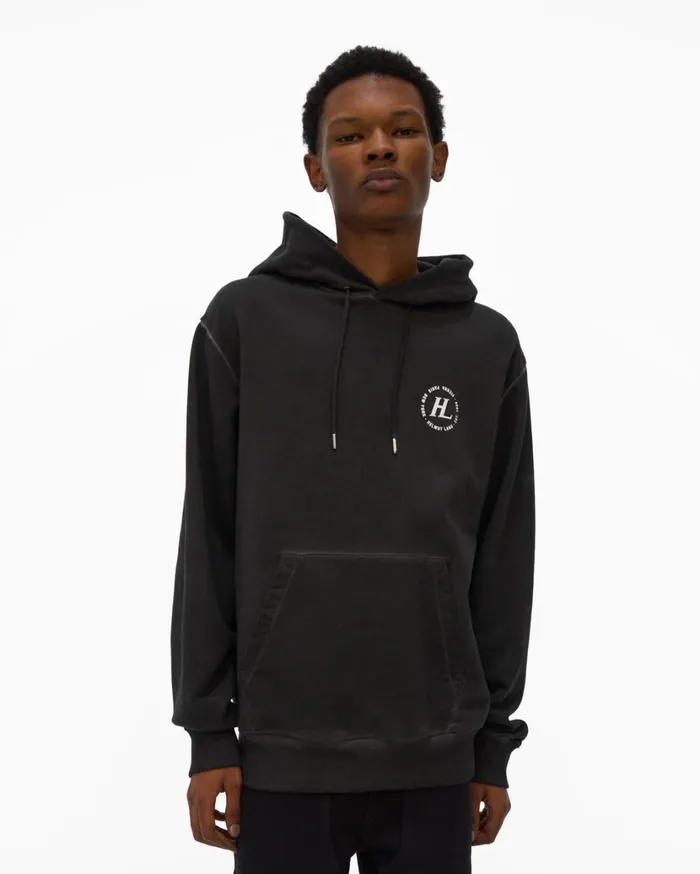 Men Garment Dyed Hoodie Charcoal Helmut Lang Sweatshirts