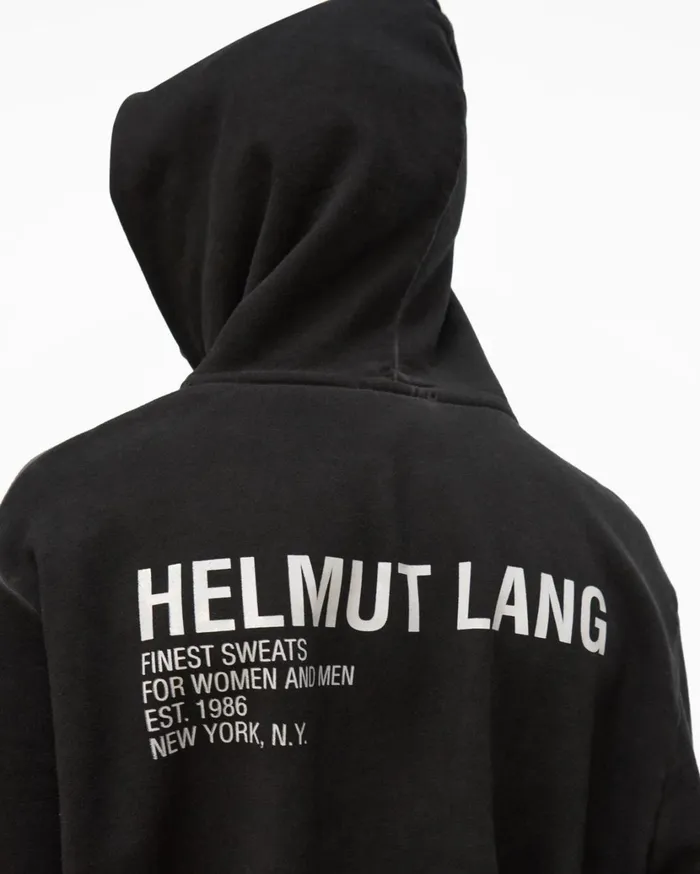 Men Garment Dyed Hoodie Charcoal Helmut Lang Sweatshirts