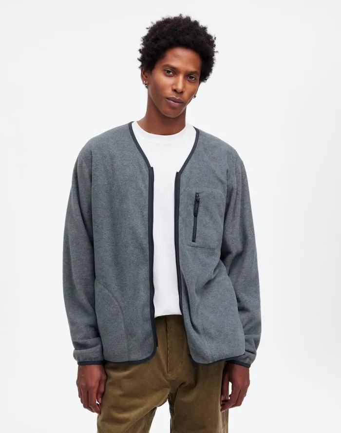 Men Gramicci Fleece Cardigan Heather Charcoal Madewell Sweaters