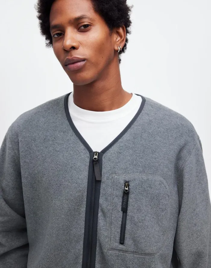 Men Gramicci Fleece Cardigan Heather Charcoal Madewell Sweaters