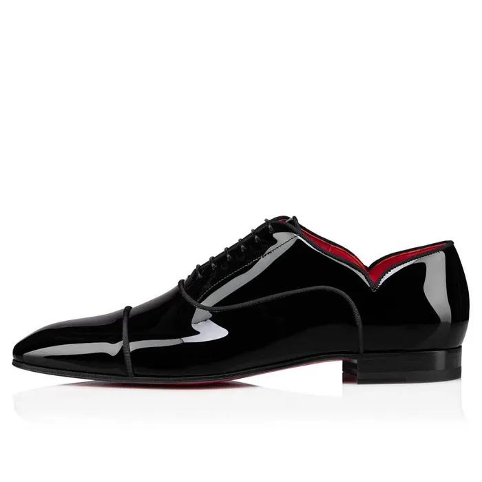 Men Greggy Chick Laceup Shoes 8211 Patent Calf 8211 Black Black Christian Louboutin Buckles and Laceups