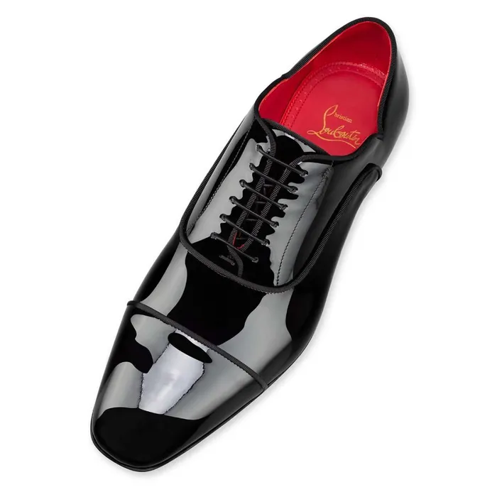 Men Greggy Chick Laceup Shoes 8211 Patent Calf 8211 Black Black Christian Louboutin Buckles and Laceups