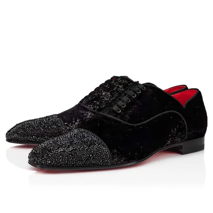 Men Greggy Chick P Strass Laceup Shoes 8211 Suede Velvet Papillon And Strass 8211 Black Black Christian Louboutin Buckles and Laceups Men Greggy Chick P Strass Laceup Shoes 8211 Suede Velvet Papillon And Strass 8211 Black Black Christian Louboutin Buckles and Laceups