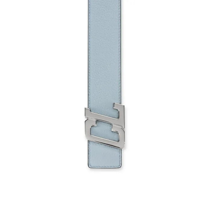 Men Happy Rui CL Logo Belt 8211 Grained Calf Leather 8211 Paseo Blue Christian Louboutin Belts