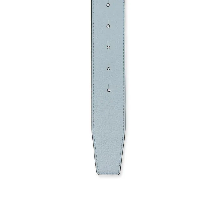 Men Happy Rui CL Logo Belt 8211 Grained Calf Leather 8211 Paseo Blue Christian Louboutin Belts