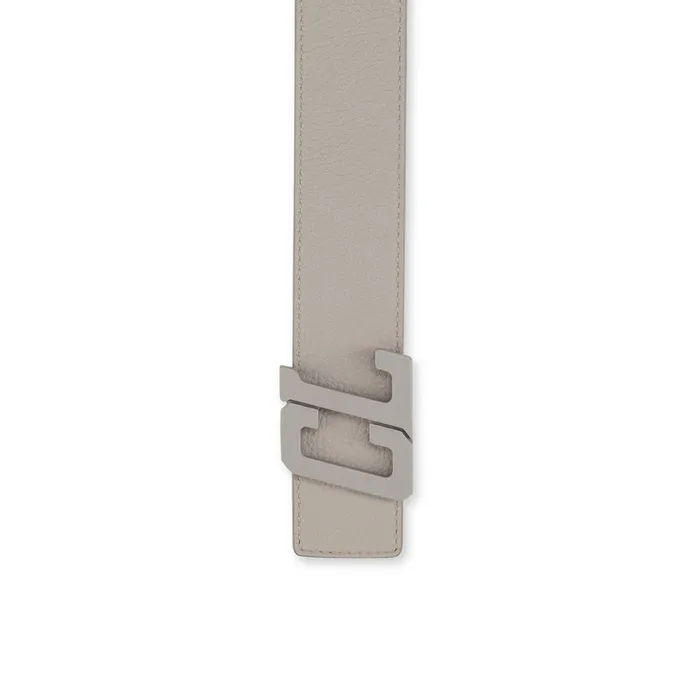 Men Happy Rui CL Logo Belt Belt 8211 Grained Calf Leather 8211 Goose Grey Christian Louboutin Belts