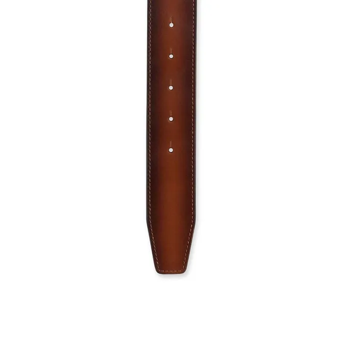 Men Happy Rui CL Logo Belt Belt 8211 Patinated Calf Leather 8211 Havane Brown Christian Louboutin Belts