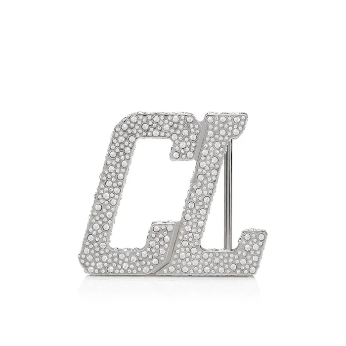 Men Happy Rui CL Logo Belt Buckle Belt Buckle 8211 Metal And Strass 8211 Silver Silver Christian Louboutin Belts Men Happy Rui CL Logo Belt Buckle Belt Buckle 8211 Metal And Strass 8211 Silver Silver Christian Louboutin Belts