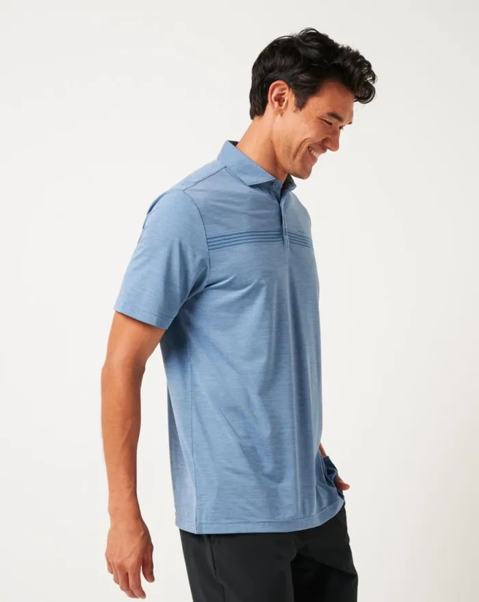 Men HEATER PRO CHEST STRIPE POLO Light Teal TravisMathew Polos