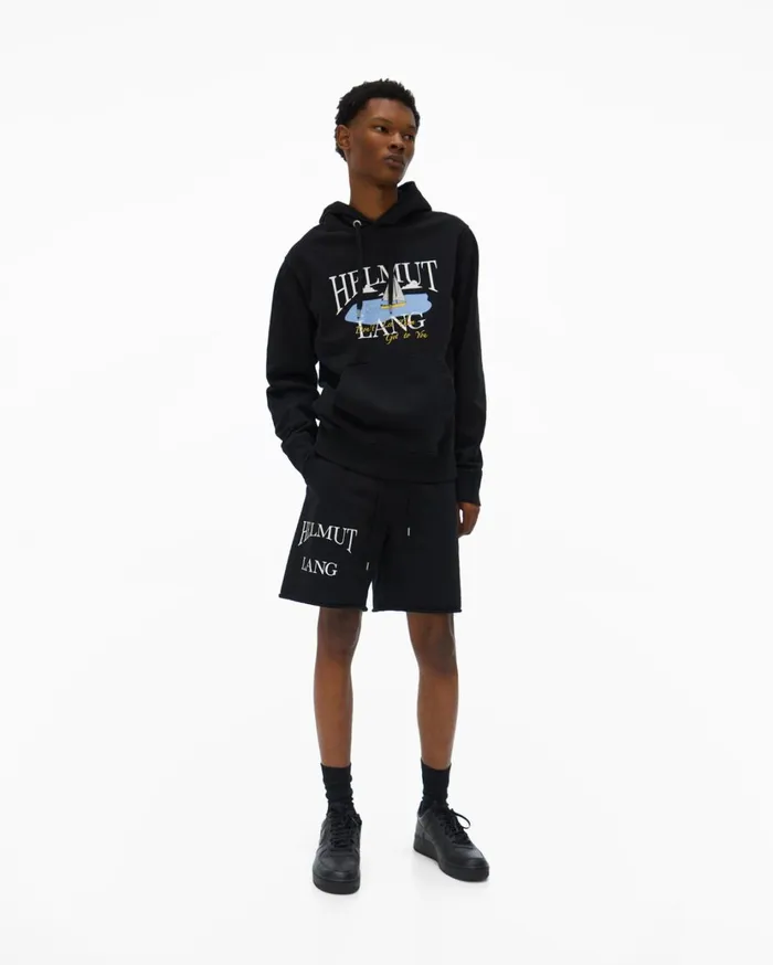 Men HL Ocean Hoodie Basalt Black Helmut Lang Sweatshirts