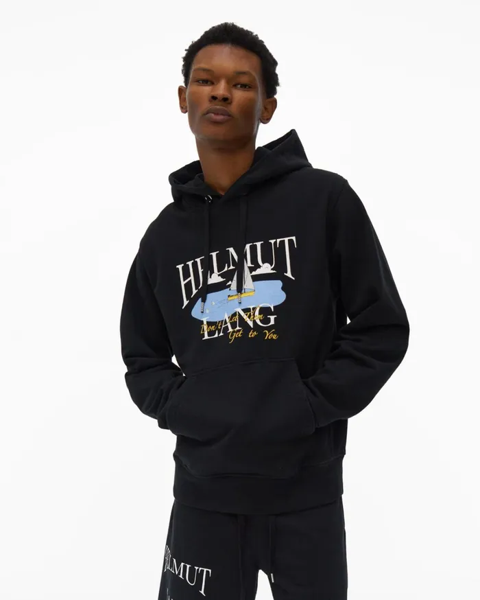 Men HL Ocean Hoodie Basalt Black Helmut Lang Sweatshirts