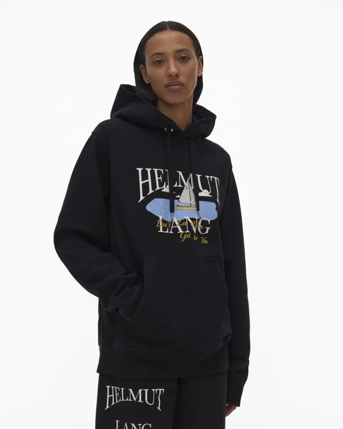 Men HL Ocean Hoodie Basalt Black Helmut Lang Sweatshirts