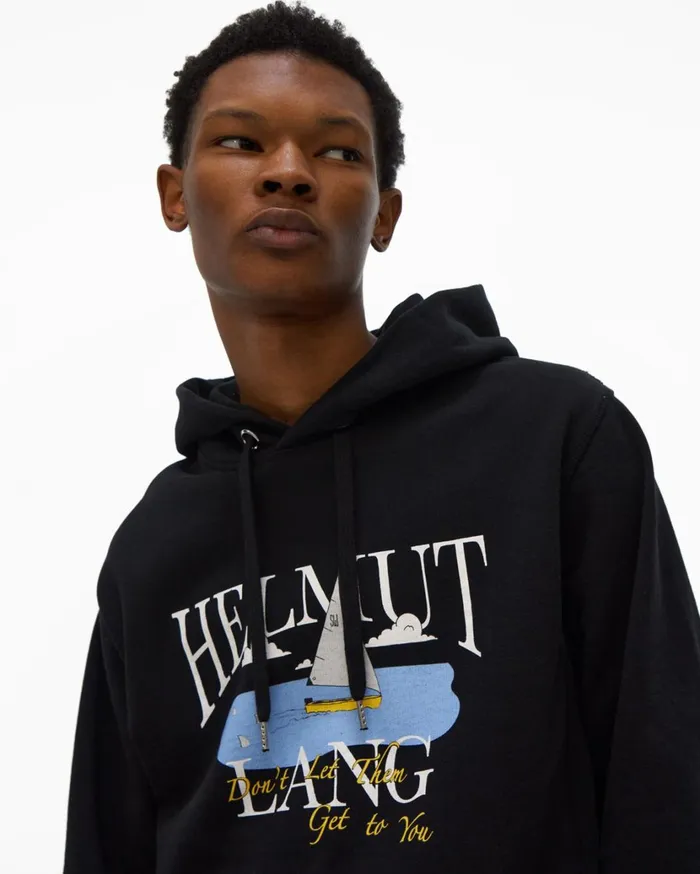 Men HL Ocean Hoodie Basalt Black Helmut Lang Sweatshirts