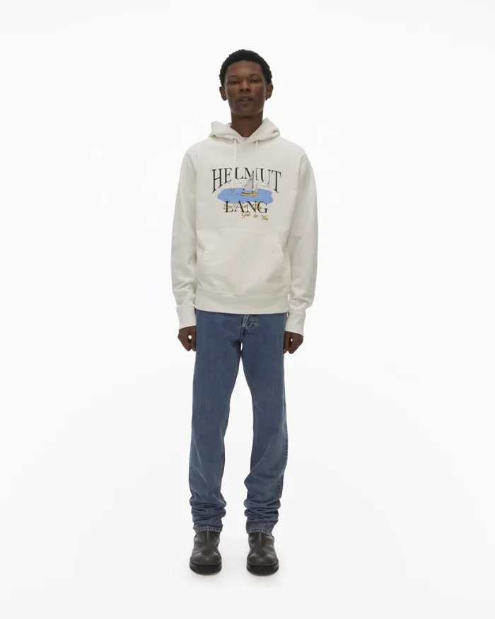 Men HL Ocean Hoodie Chalk White Helmut Lang Sweatshirts