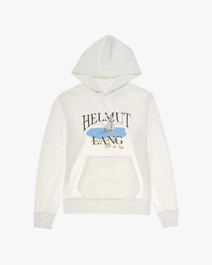 Men HL Ocean Hoodie Chalk White Helmut Lang Sweatshirts