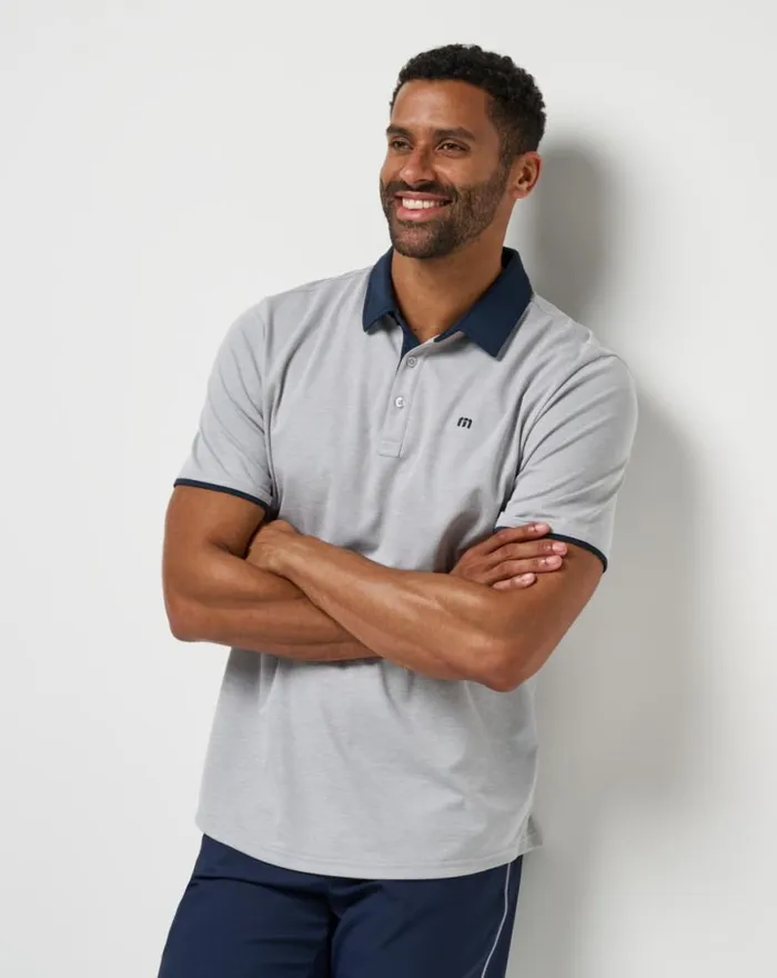 Men HOME GAME POLO Heather Light Grey TravisMathew Polos