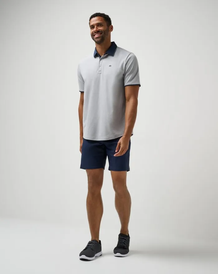 Men HOME GAME POLO Heather Light Grey TravisMathew Polos