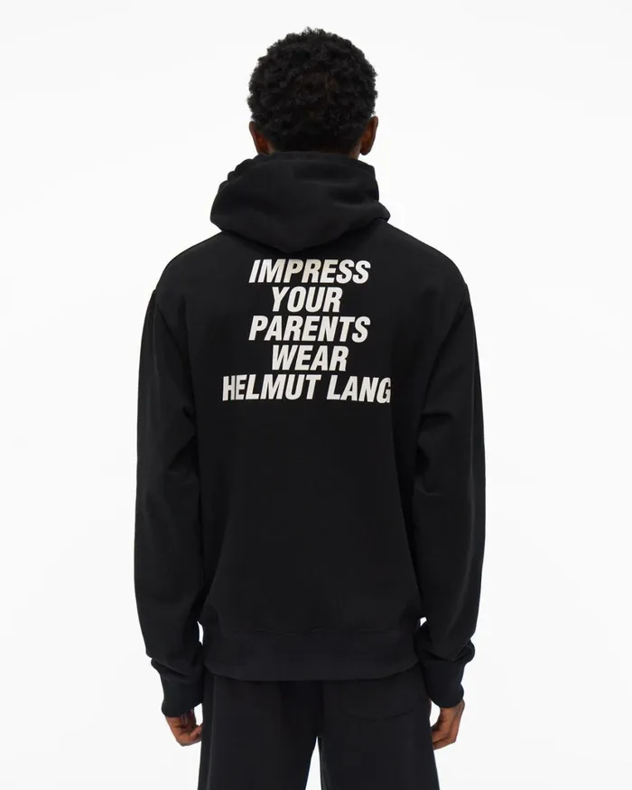 Men Impress Hoodie Basalt Black Helmut Lang Sweatshirts