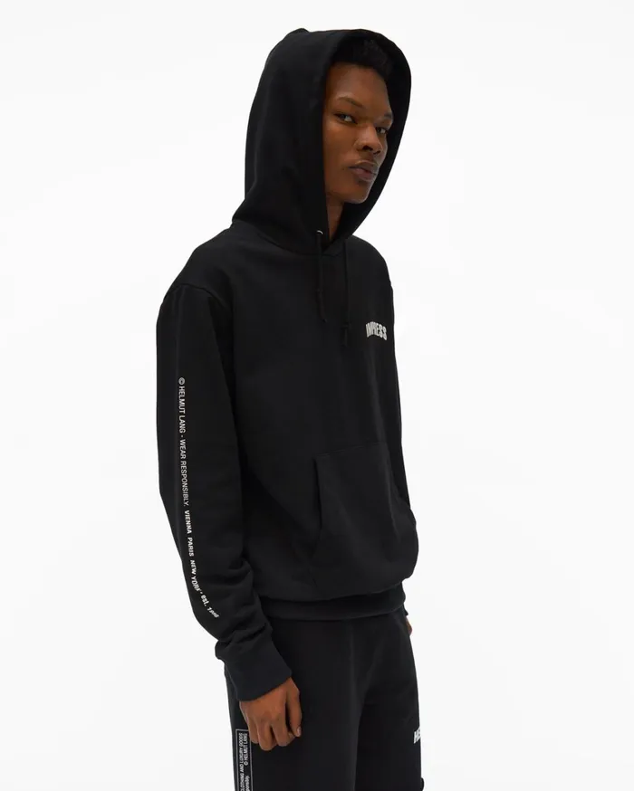 Men Impress Hoodie Basalt Black Helmut Lang Sweatshirts