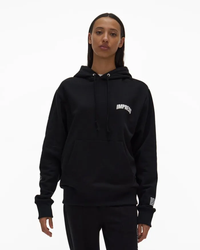Men Impress Hoodie Basalt Black Helmut Lang Sweatshirts