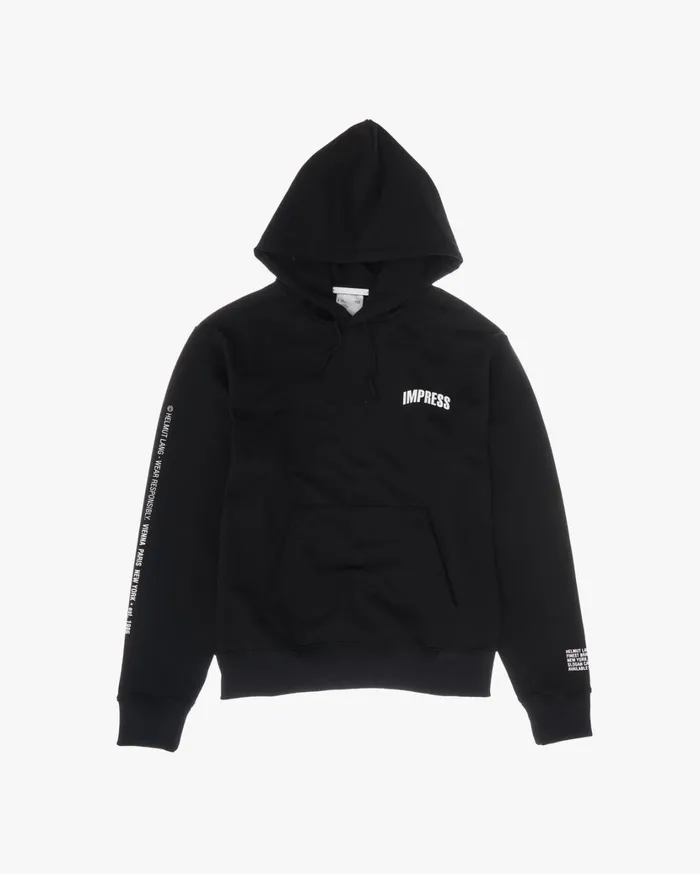 Men Impress Hoodie Basalt Black Helmut Lang Sweatshirts