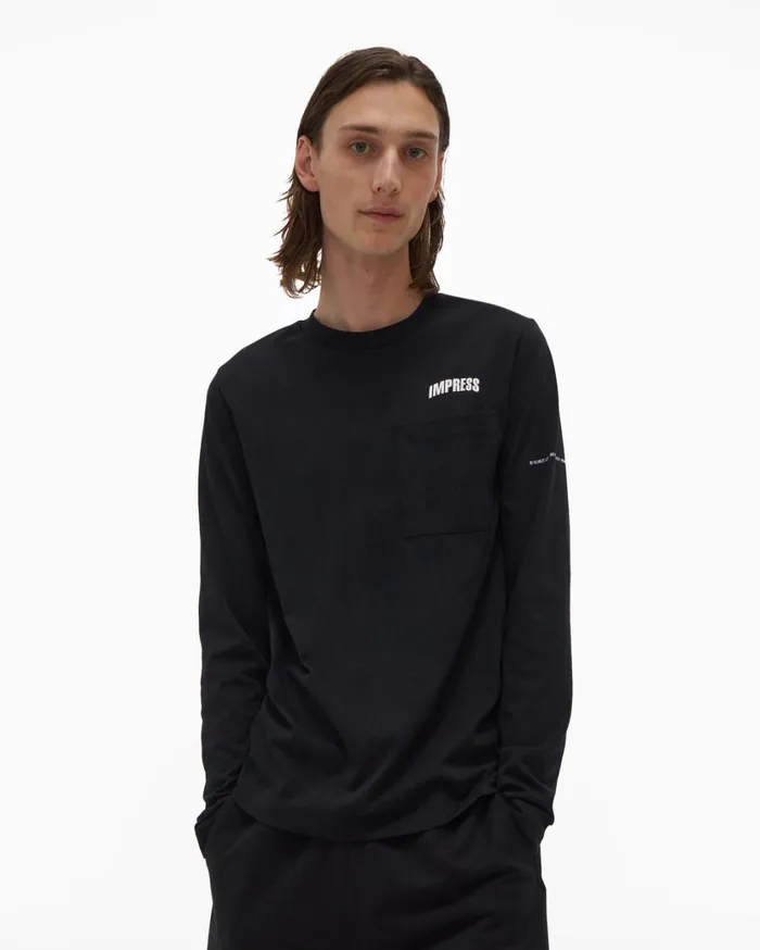 Men Impress LongSleeve Tee Basalt Black Helmut Lang TShirts