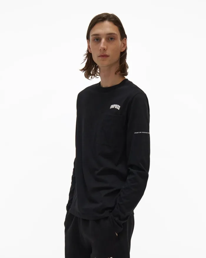 Men Impress LongSleeve Tee Basalt Black Helmut Lang TShirts
