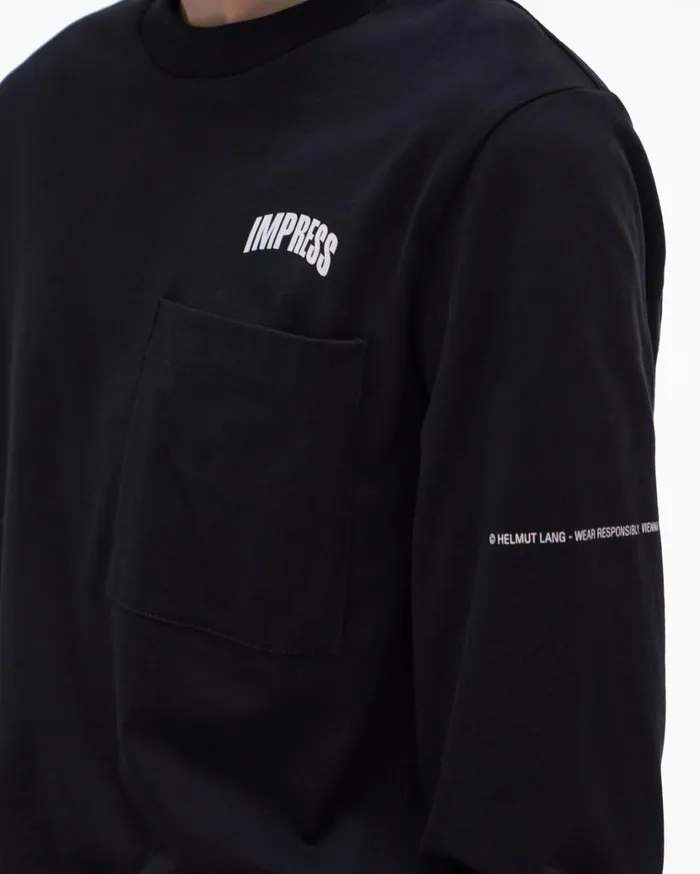 Men Impress LongSleeve Tee Basalt Black Helmut Lang TShirts