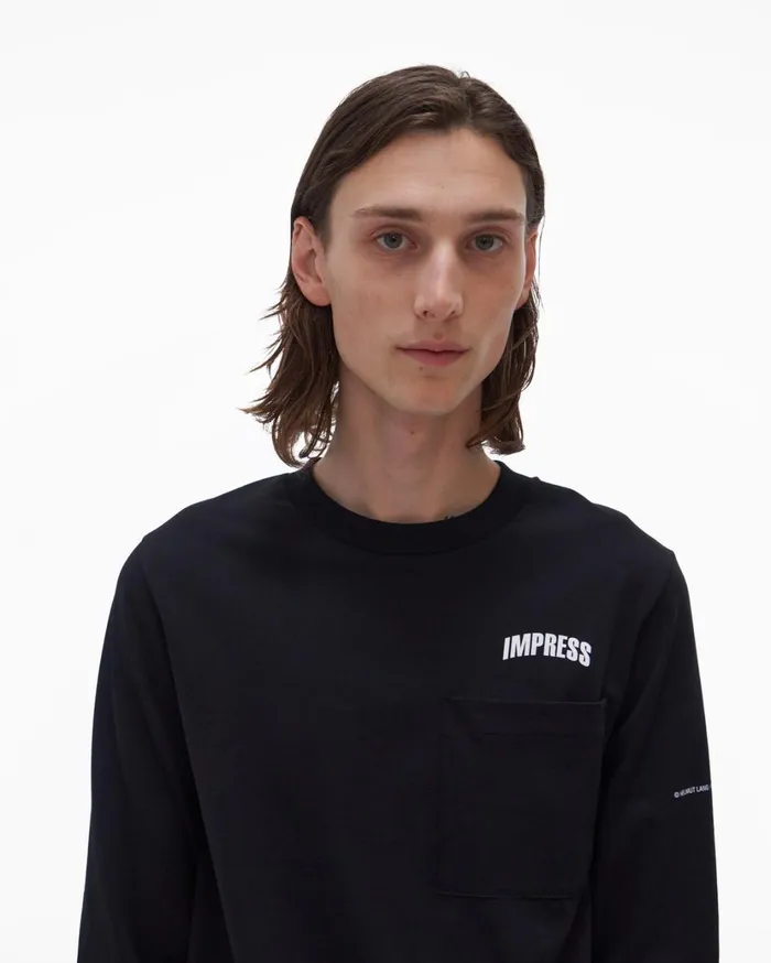 Men Impress LongSleeve Tee Basalt Black Helmut Lang TShirts