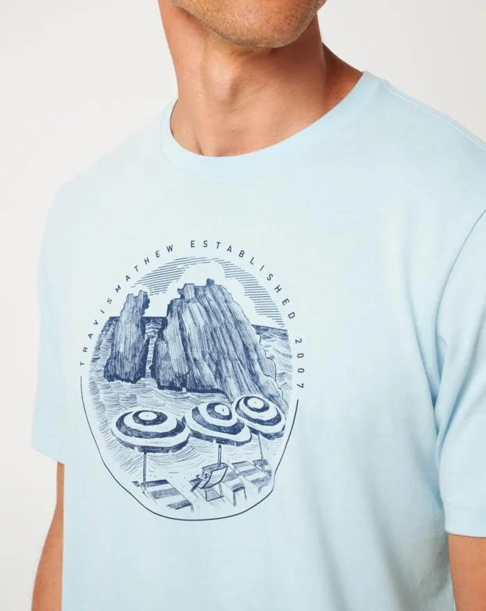 Men INTERNATIONAL TRAVEL TEE Cory Blue TravisMathew Tees Men INTERNATIONAL TRAVEL TEE Cory Blue TravisMathew Tees