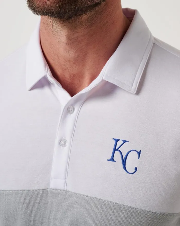 Men KANSAS CITY ROYALS HOME RUN LEADER POLO Whiteheather Grey TravisMathew Polos