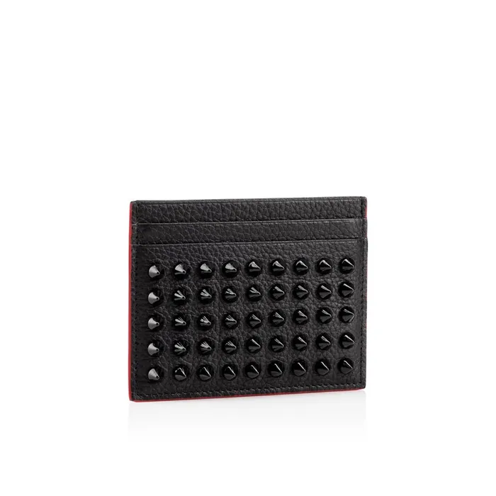 Men Kios Card Holder 8211 Calf Leather And Spikes 8211 Black Black Christian Louboutin Wallets and Cardholders