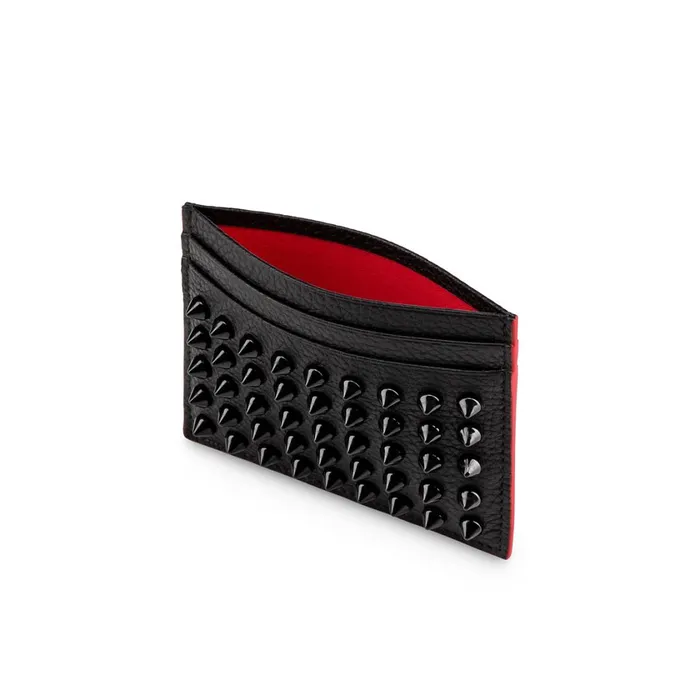 Men Kios Card Holder 8211 Calf Leather And Spikes 8211 Black Black Christian Louboutin Wallets and Cardholders