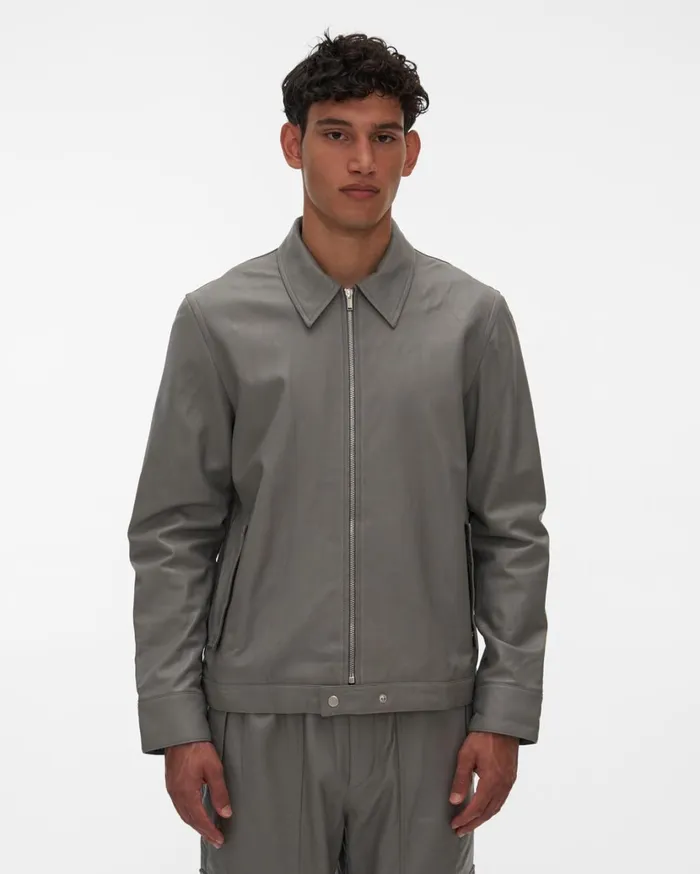 Men Leather Zip Jacket Sartorial Steel Helmut Lang Jackets