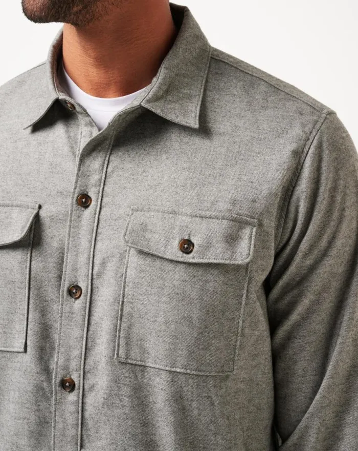 Men LIFESTYLE SHIFT SHIRT JACKET Heather Grey TravisMathew ButtonUps