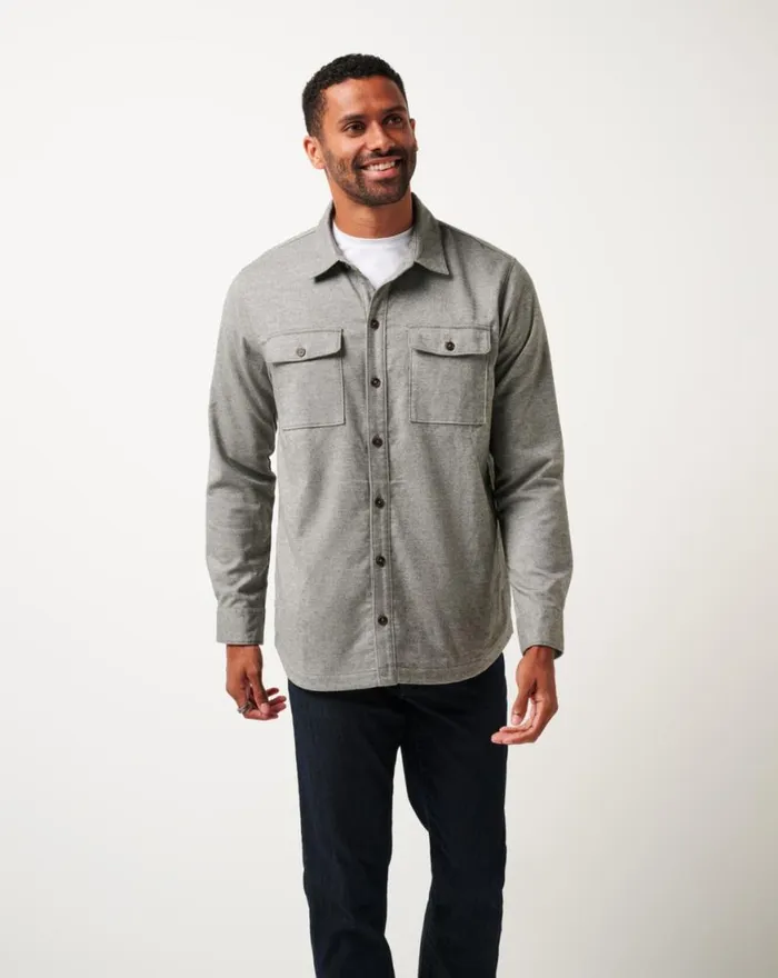 Men LIFESTYLE SHIFT SHIRT JACKET Heather Grey TravisMathew ButtonUps